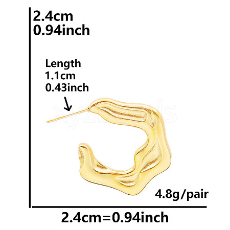 Irregular C Shape Stainless Steel Hoop Earrings for Women NX3649-8-1