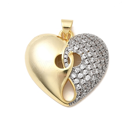 Brass Micro Pave Clear Cubic Zirconia Pendants KK-H519-14B-GP-1