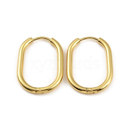 Ion Plating(IP) 304 Stainless Steel Oval Hoop Earrings EJEW-M218-02C-G-1