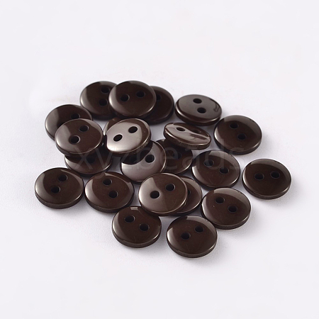 2-Hole Flat Round Resin Sewing Buttons for Costume Design BUTT-E119-14L-02-1