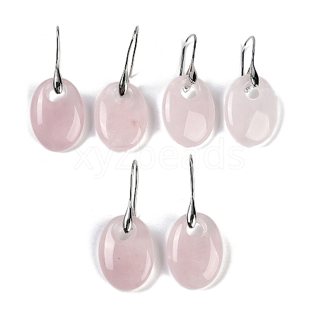 Natural Rose Quartz Dangle Earrings EJEW-C119-04P-06-1