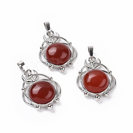 Natural Red Agate Pendants G-P496-05P-17-1