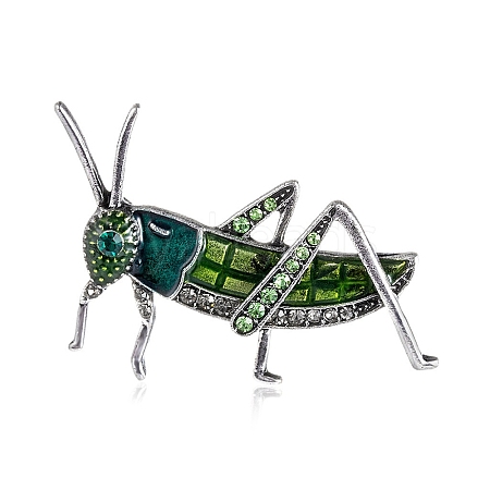 Grasshopper Alloy Rhinestone Brooches PW-WG09710-01-1