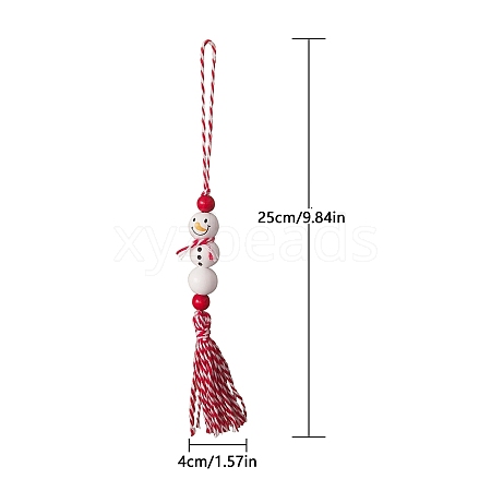 Wood Christmas Snowman Tassels Pendant Decorations PW-WG834F4-01-1