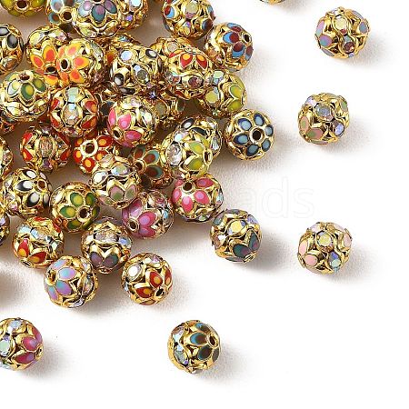 Brass & Alloy & Rhinestone Enamel Beads RB-CBA973B-11A-G-1