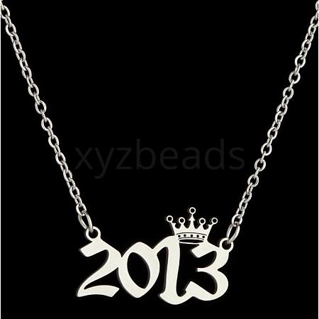 Crown Birth Year 201 Stainless Steel Pendant Necklaces for Women FS-WG4E8F2-74-1
