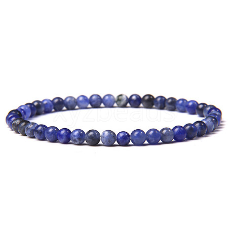 4mm Round Natural Sodalite Beads Bracelet for Men X-KG3069-26-1