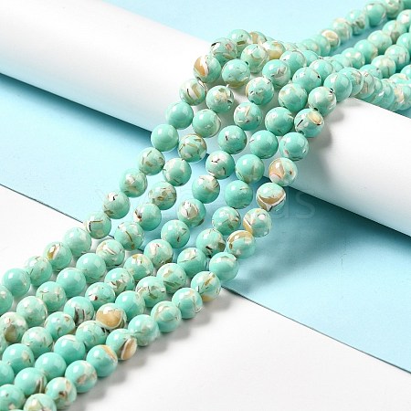 Synthetic Turquoise and Sea Shell Assembled Beads Strands G-D482-01B-08-1