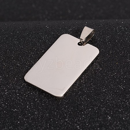 Tarnish Resistant Rectangle 201 Stainless Steel Tag Pendants X-STAS-I032-120-1