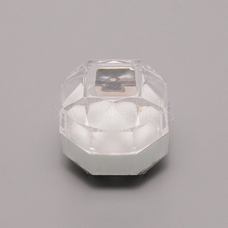 Transparent Plastic Ring Boxes OBOX-WH0014-01B-1