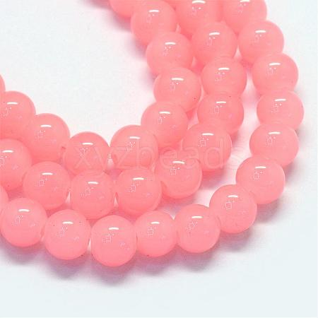 Baking Painted Imitation Jade Glass Round Bead Strands DGLA-Q021-4mm-03-1