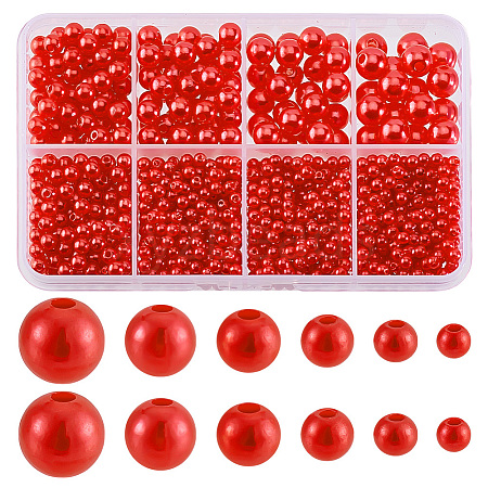 1113Pcs 6 Styles Imitation Pearl Resin Beads Strands RESI-PH0002-29-1