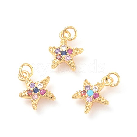 Brass Micro Pave Cubic Zirconia Charms ZIRC-F106-06G-1