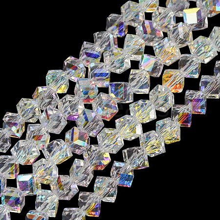 Electroplate Transparent Glass Beads Strands X-GL-CBA7A17-01A-15-1