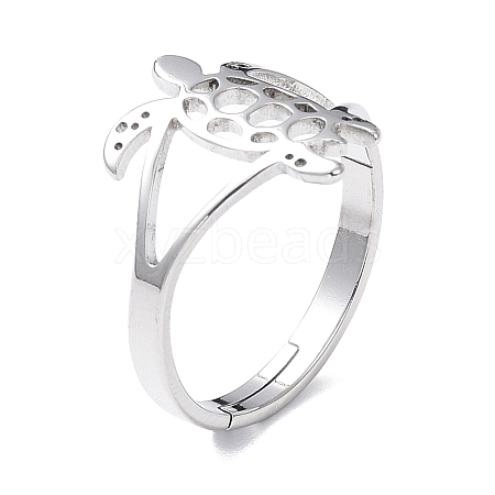 304 Stainless Steel Hollow Out Tortoise Adjustable Ring for Women RJEW-I097-02P-1