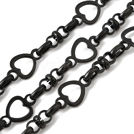 304 Stainless Steel Heart Link Chains CHS-K024-04EB-1