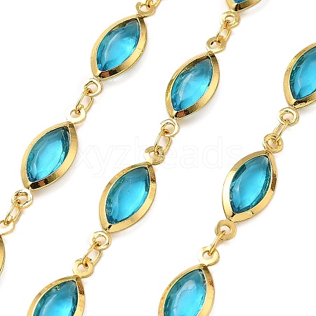 Brass Glass Horse Eye Link Chains CHC-R001-03G-04-1