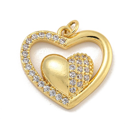 Rack Plating Brass Micro Pave Cubic Zirconia Pendants KK-C074-67G-1