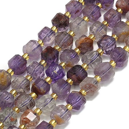 Natural Purple Lodolite Quartz/Purple Phantom Quartz  Beads Strands G-I376-D87-01-1