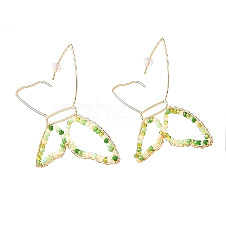 Butterfly Glass Beads Dangle Earrings for Girl Women EJEW-JE04657-03-1