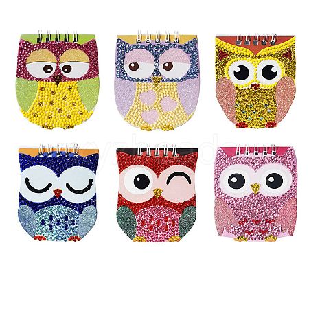 6 Books Mini Owl DIY Diamond Painting Notebook Kits DIAM-PW0010-12A-1