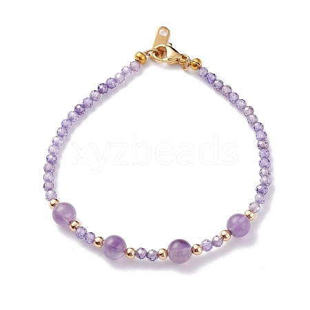 Natural Amethyst Beaded Bracelets BJEW-JB06518-03-1