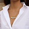 Natural Freshwater Pearl Rice Tassel 304 Stainless Steel Paperclip Chain Necklace for Women AR2544-1