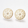 Brass Cubic Zirconia Stud Earrings KK-S350-040G-1