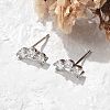 Brass Micro Pave Clear Cubic Zirconia Stud Earrings EJEW-R016-01P-1