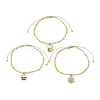 3Pcs 3 Style Bees & Flower Alloy Enamel Charm Bracelets Set BJEW-JB09952-1