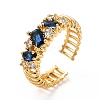 Brass Cubic Zirconia Cuff Ring KK-H433-07B-G-3