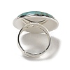 Synthetic Turquoise Round Adjustable Rings RJEW-K371-09S-16-4