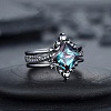 Rhombus Alloy Rhinestone Finger Ring Set for Women PW-WG51C17-01-2