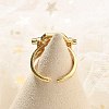 Brass Micro Pave Clear Cubic Zirconia Open Cuff Rings for Women Men KK-B124-12GP-3