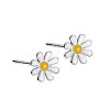 Anti-Tarnish Enamel Daisy Rhodium Plated 999 Sterling Silver Stud Earrings for Women EJEW-S215-12P-1