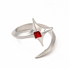 Red Cubic Zirconia Star Open Cuff Ring RJEW-C048-21P-2