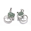 Natural Green Aventurine Kitten Pendants G-L512-R02-2