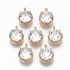 Brass Glass Rhinestone Charms X-GLAA-S179-32-RS-1