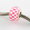 Large Hole Acrylic Checkered Pattern European Beads OPDL-Q129-M09-3