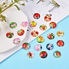 50Pcs Flower Printed Glass Cabochons GGLA-SZ0001-18-5