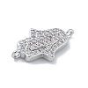 Rack Plating Brass Micro Pave Clear Cubic Zirconia Religion Hamsa Hand Connector Charms KK-A23410-053P-2