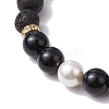 Natural & Synthetic Gemstone Beaded Stretch Bracelets BJEW-JB11001-5