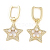 Brass Micro Pave Clear Cubic Zirconia ABS Pearl Hoop Earrings for Women EJEW-S225-17G-1