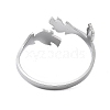 304 Stainless Steel Leaf & Acorn Open Cuff Rings for Women RJEW-M024-01P-3