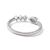 Clear Cubic Zirconia Leaf Open Cuff Ring RJEW-C056-03P-3