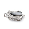 Brass & Clear Cubic Zirconia & Black Lip Shell Epoxy Resin Box Clasps KK-P291-35P-1