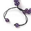Adjustable Natural Amethyst Braided Bead Bracelets BJEW-E351-01F-3