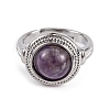 Natural Amethyst Round Adjustable Rings RJEW-K271-04P-08-3