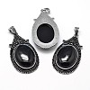 Oval Antique Silver Zinc Alloy Natural Dyed & Heated Black Agate Big Pendants X-G-F228-27J-FF-1