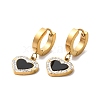 Black Acrylic Heart Dangle Earrings with Rhinestone EJEW-E286-07G-1